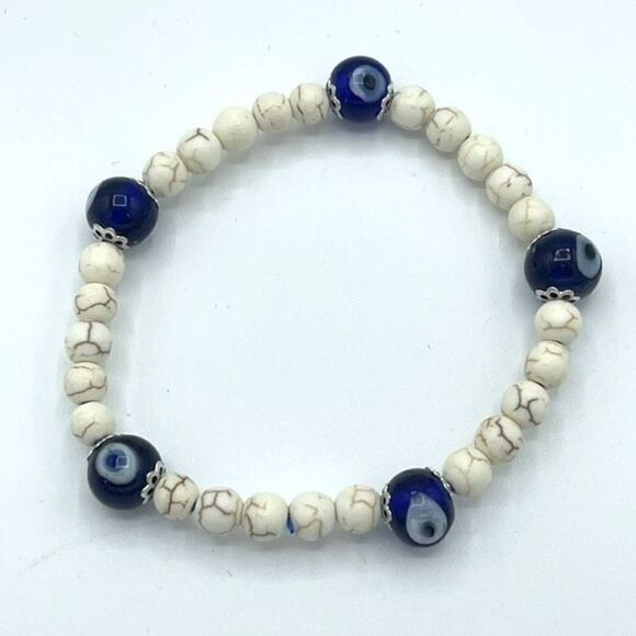 Crystal beaded stretch bracelet ONE NEW evil eye reiki meditation yoga - Picture 1 of 11